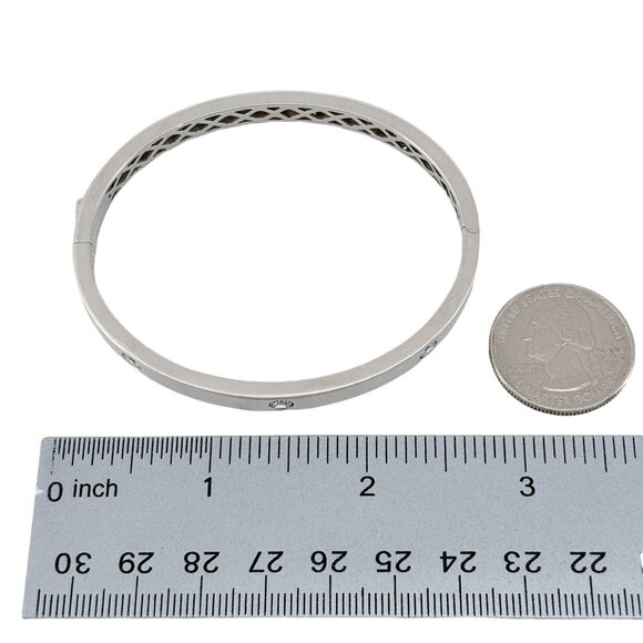 Vintage Sterling Silver 925 Bangle Bracelet with Cubic Zirconia 7.25" - Picture 9 of 9